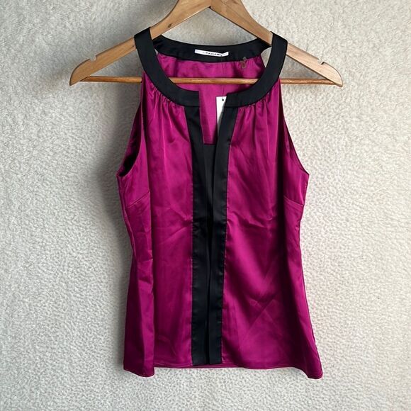 Tahari Blouse Womens XS‎ Pink Satin Halter Neck Sleeveless Tank Top Shirt - Picture 1 of 6